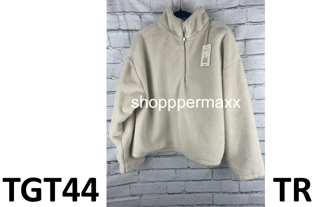 Women's Faux Fur Quarter Zip Sweatshirt - A New Day, White, Size Medium