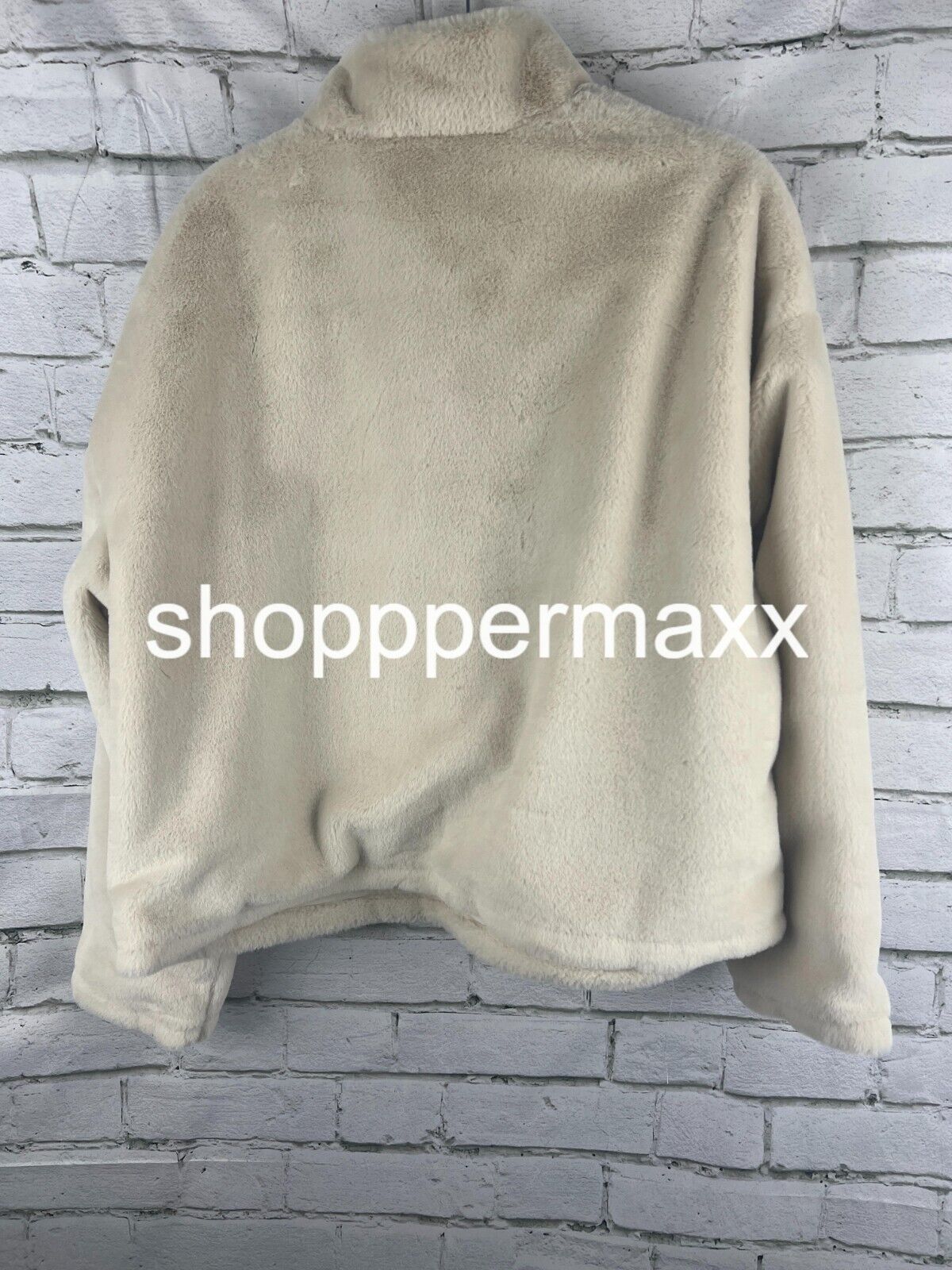 Women's Faux Fur Quarter Zip Sweatshirt - A New Day, White, Size Medium