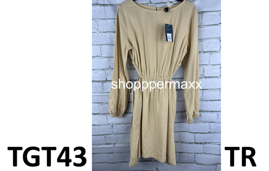 Women's Balloon Long Sleeve Mini A-Line Dress - Universal Thread, Tan, Small