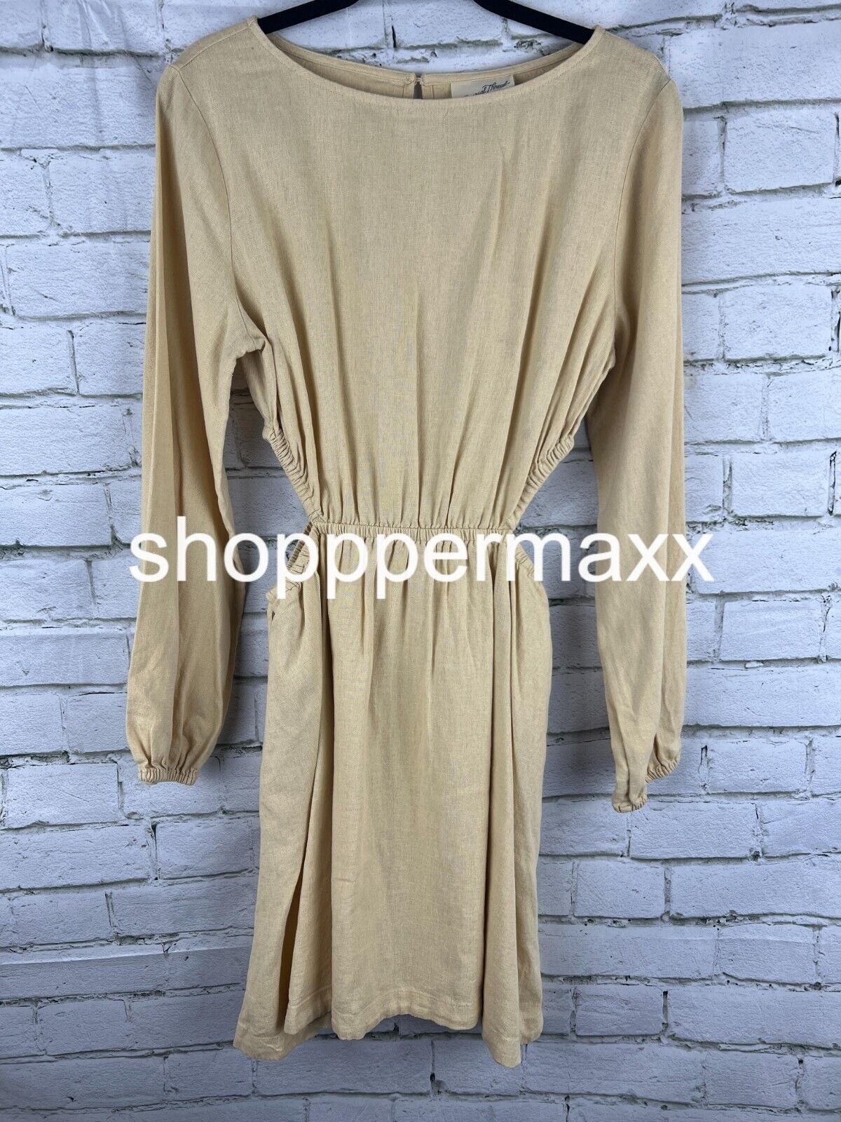 Women's Balloon Long Sleeve Mini A-Line Dress - Universal Thread, Tan, Small