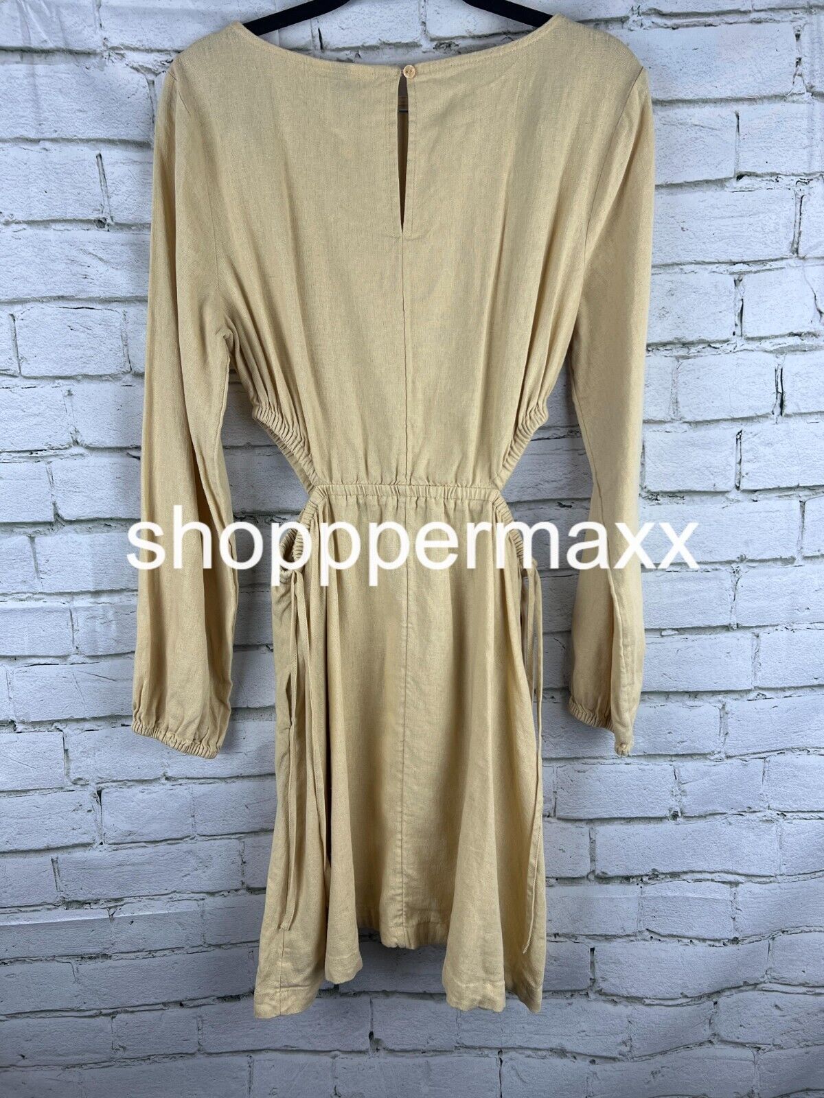 Women's Balloon Long Sleeve Mini A-Line Dress - Universal Thread, Tan, Small