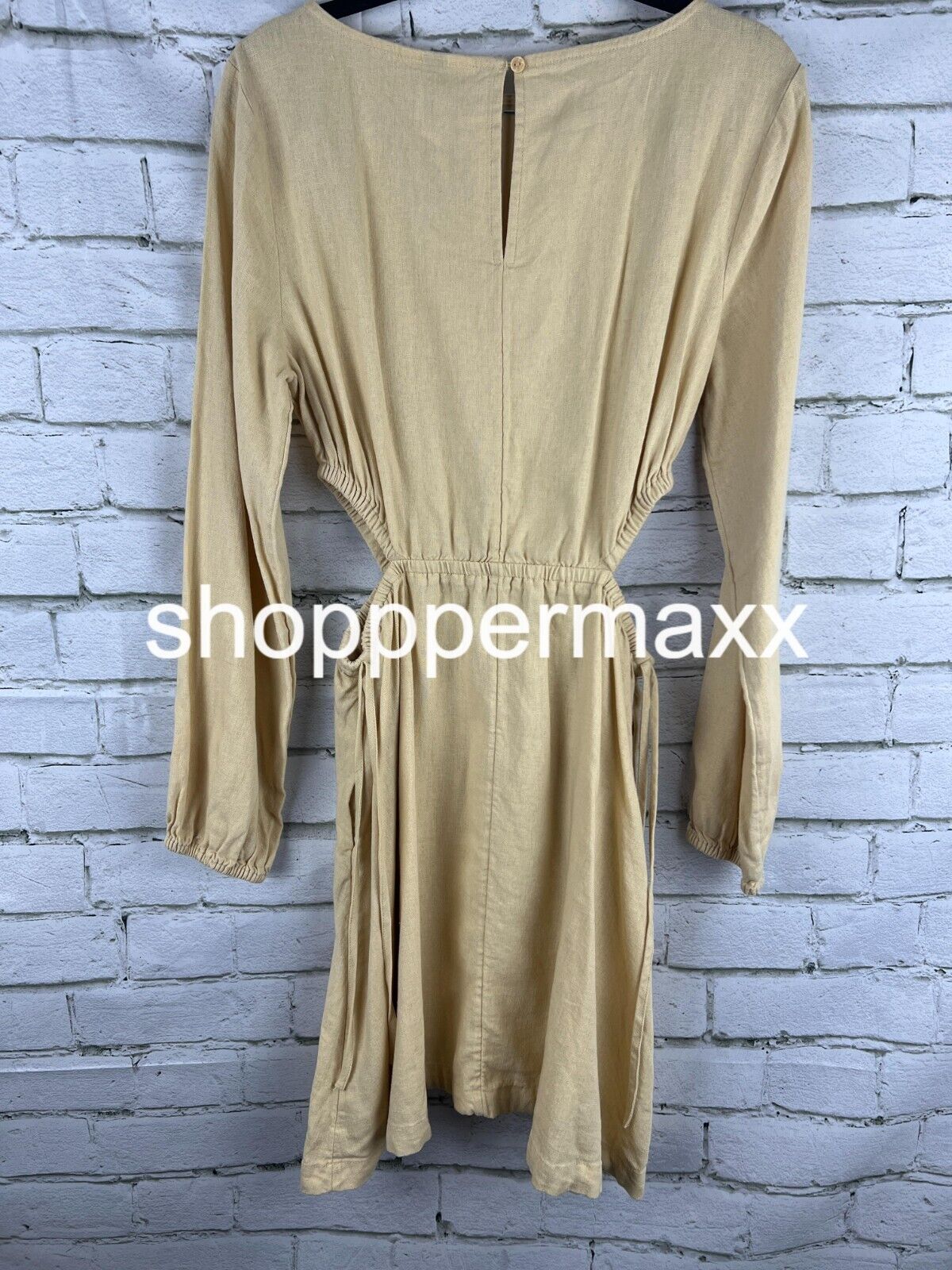 Women's Balloon Long Sleeve Mini A-Line Dress - Universal Thread, Tan, Small