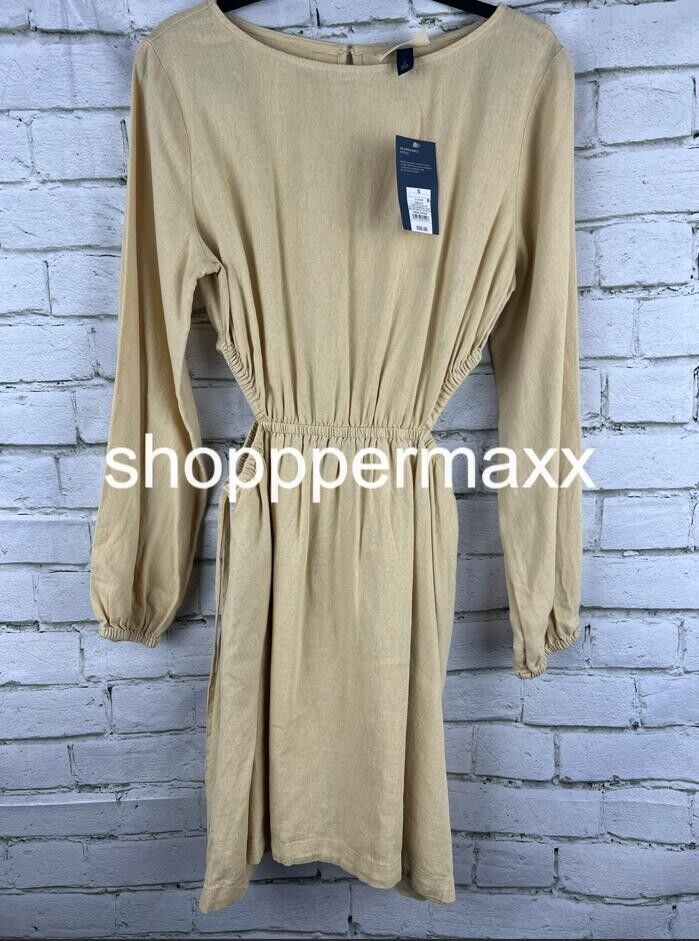 Women's Balloon Long Sleeve Mini A-Line Dress - Universal Thread, Tan, Small
