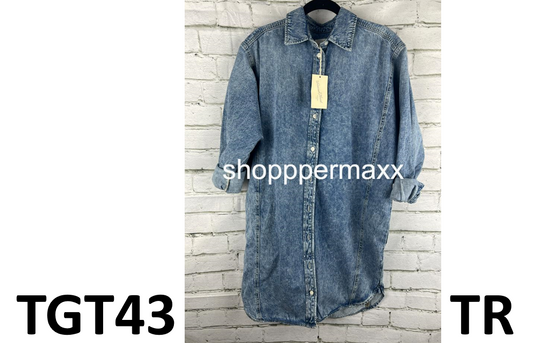 Women's Long Sleeve Denim Mini Shirtdress - Universal Thread, Blue, Small