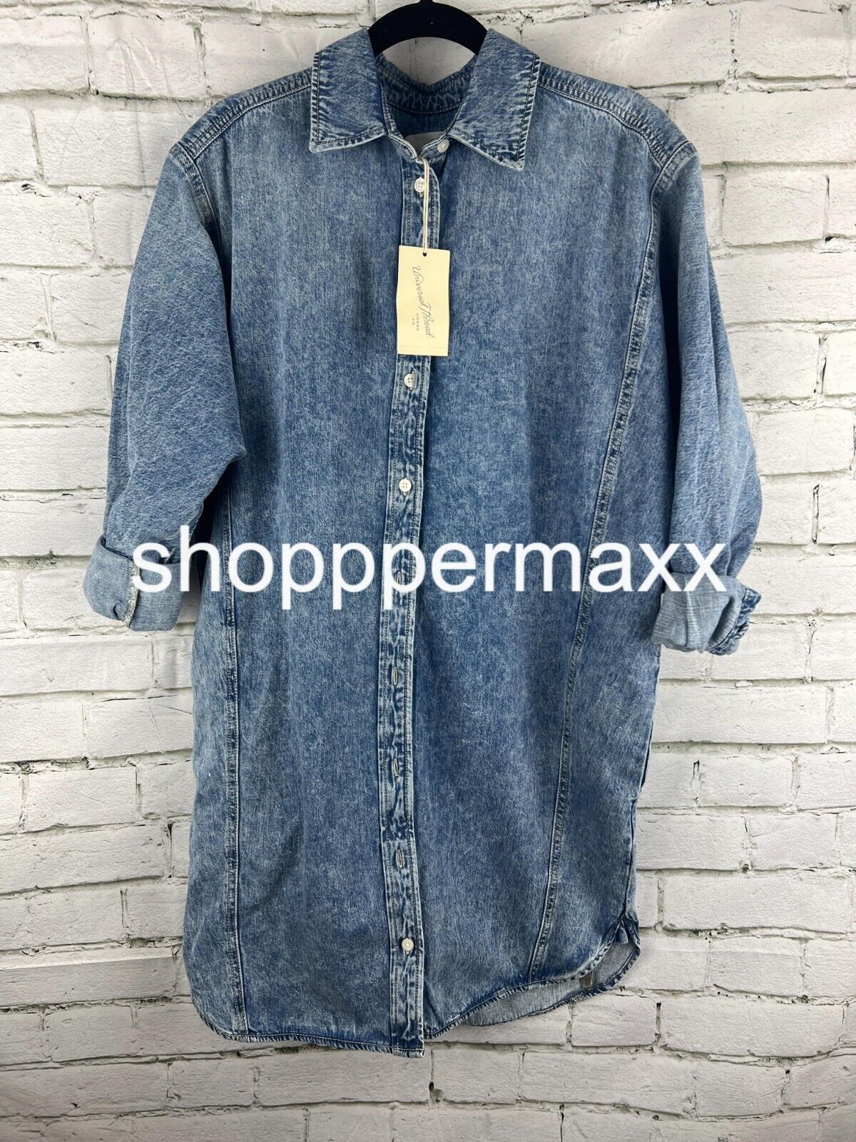 Women's Long Sleeve Denim Mini Shirtdress - Universal Thread, Blue, Small
