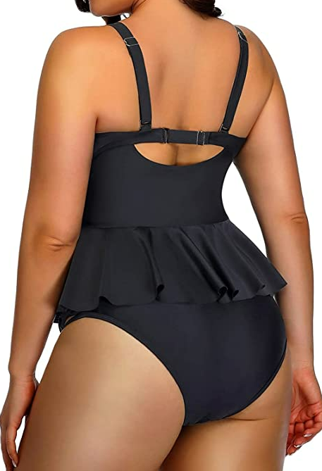 Yonique Swimsuit for Women Tummy Control Two Pc Bathing Suits Peplum Tankini Top