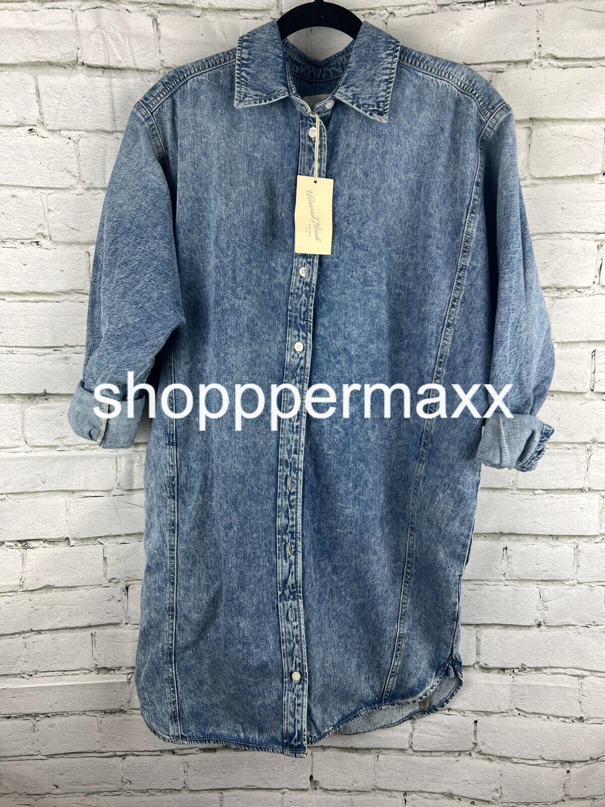 Women's Long Sleeve Denim Mini Shirtdress - Universal Thread, Blue, Small