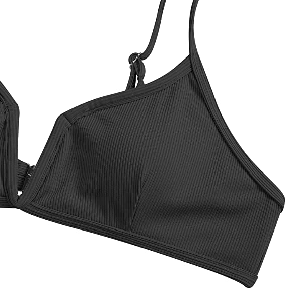 ZAFUL Women's High Cut Bikini Sets Ribbed V-Wire Cami Bikini Two Piece Swimsuit