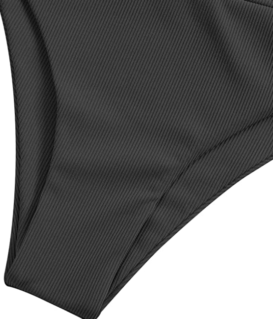 ZAFUL Women's High Cut Bikini Sets Ribbed V-Wire Cami Bikini Two Piece Swimsuit