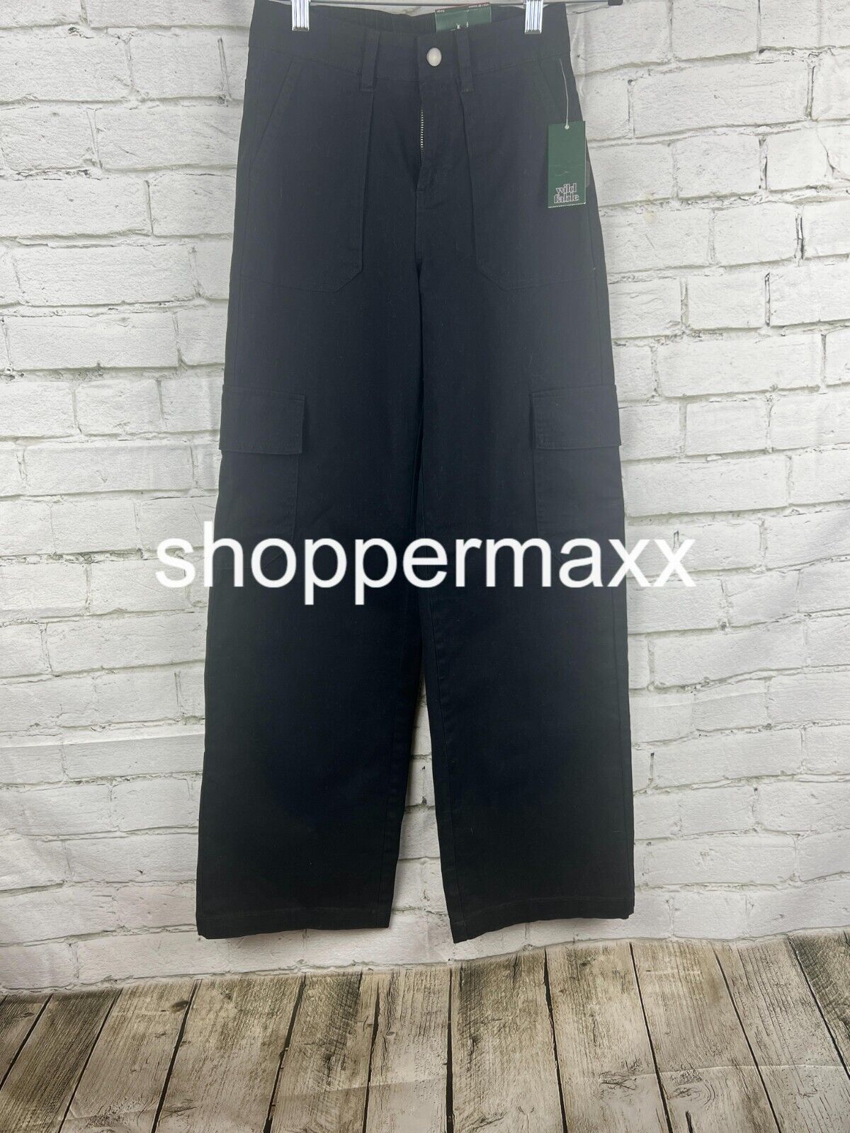 Women's High-Rise Straight Leg Cargo Pants - Wild Fable, Black, Size XX-Small