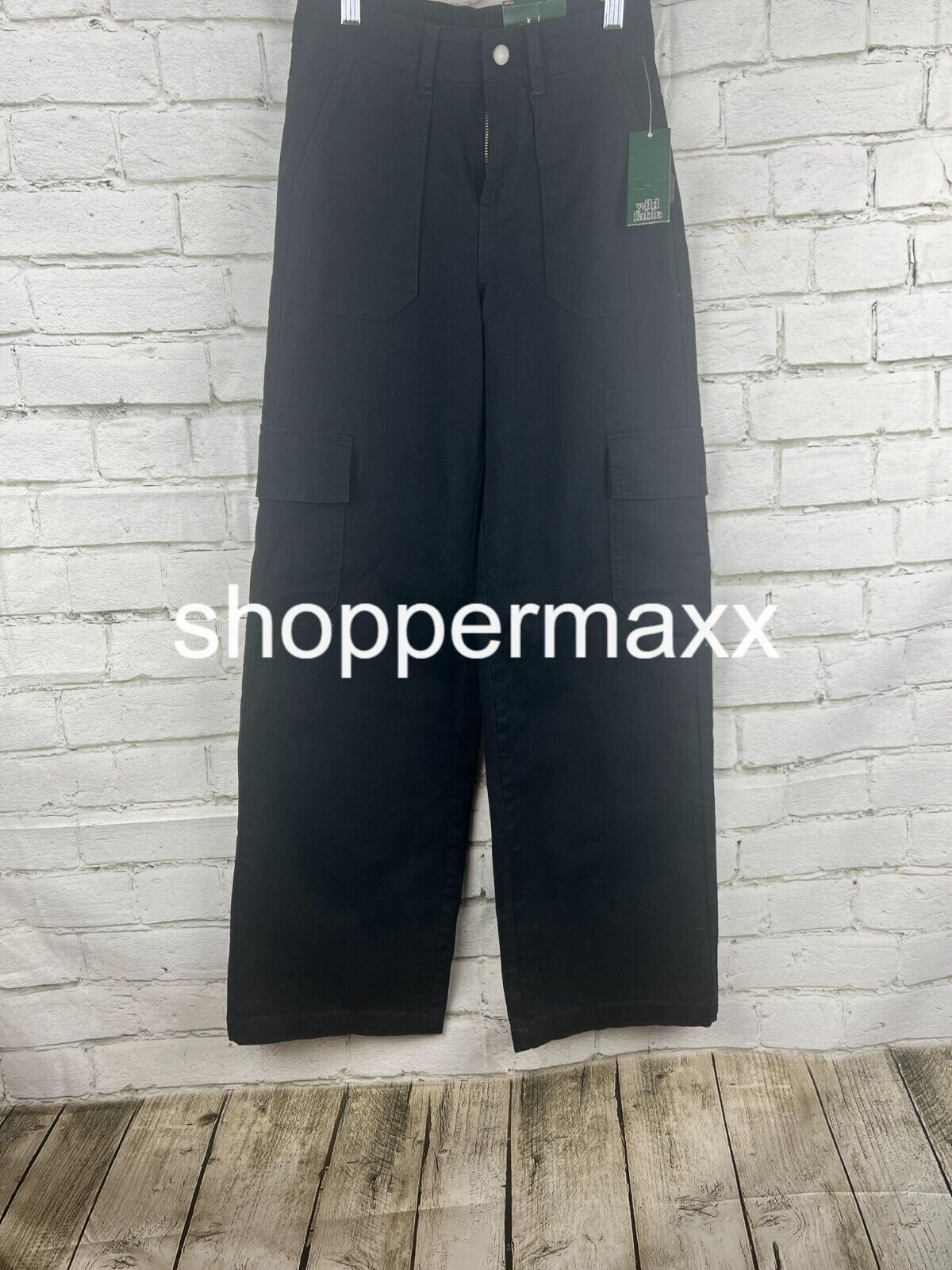 Women's High-Rise Straight Leg Cargo Pants - Wild Fable, Black, Size XX-Small