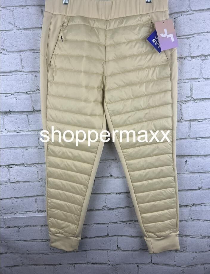 Women's Quilted Puffer Pants - JoyLab, Ivory, Size Medium