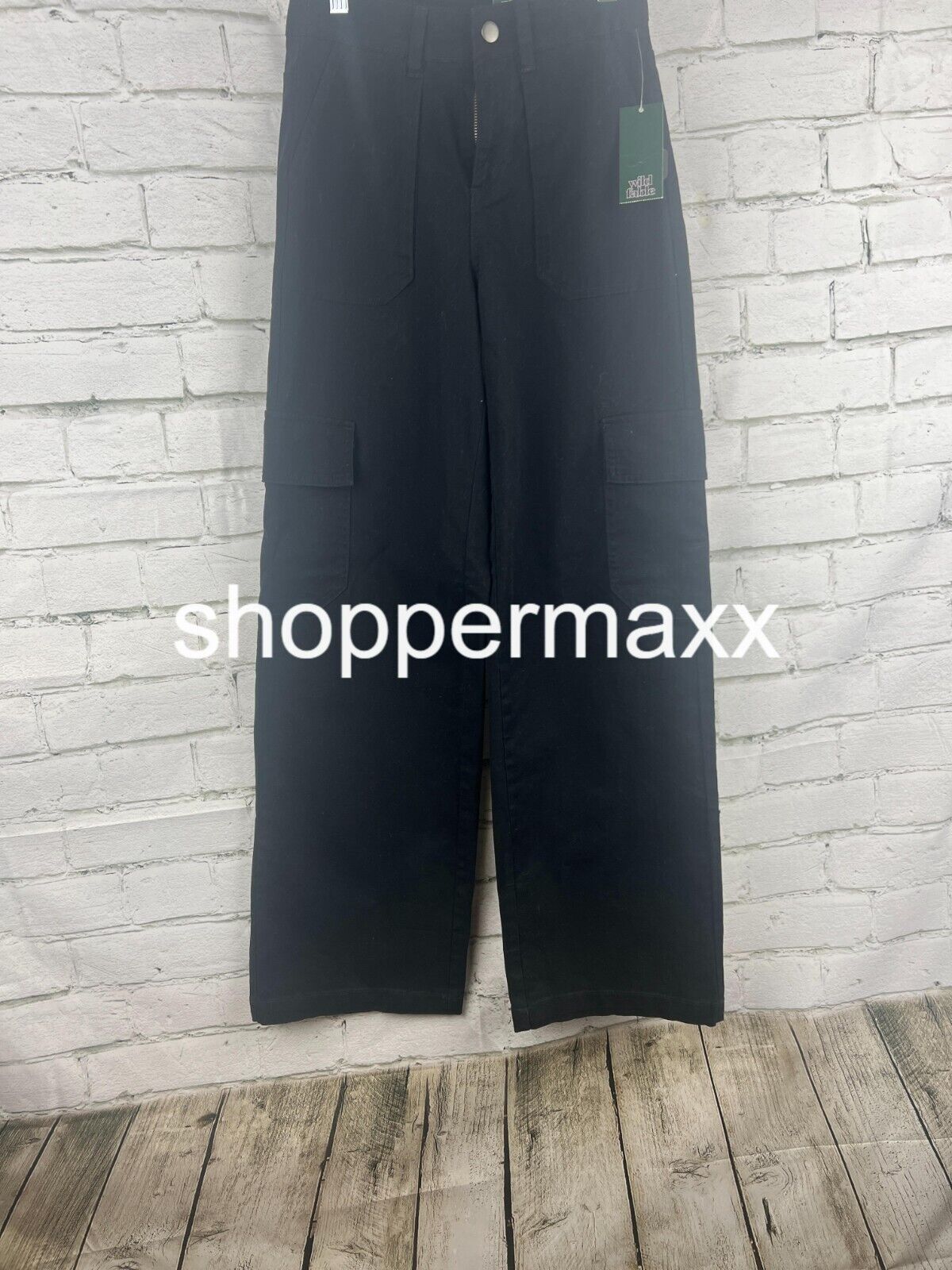 Women's High-Rise Straight Leg Cargo Pants - Wild Fable, Black, Size XX-Small