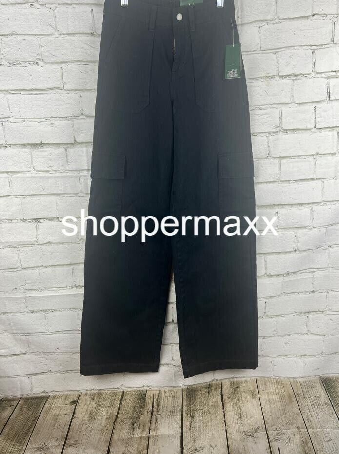 Women's High-Rise Straight Leg Cargo Pants - Wild Fable, Black, Size XX-Small