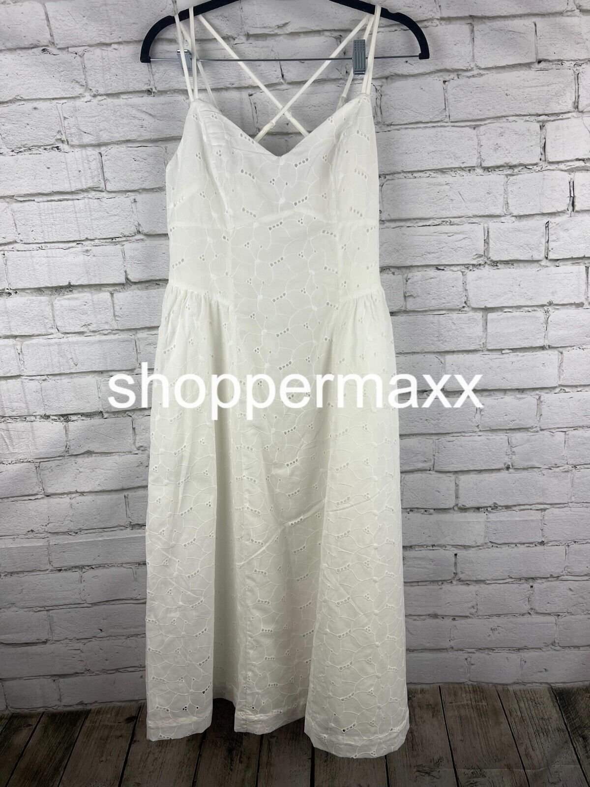 Women's Eyelet Midi Sundress - A New Day, White, Size Medium