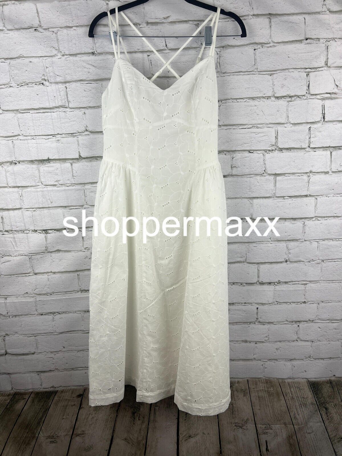 Women's Eyelet Midi Sundress - A New Day, White, Size Medium