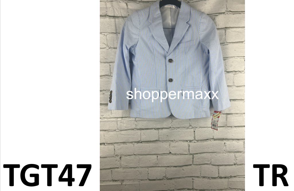 Boys' Seersucker Striped Suit Jacket - Cat & Jack, Blue, Size 6