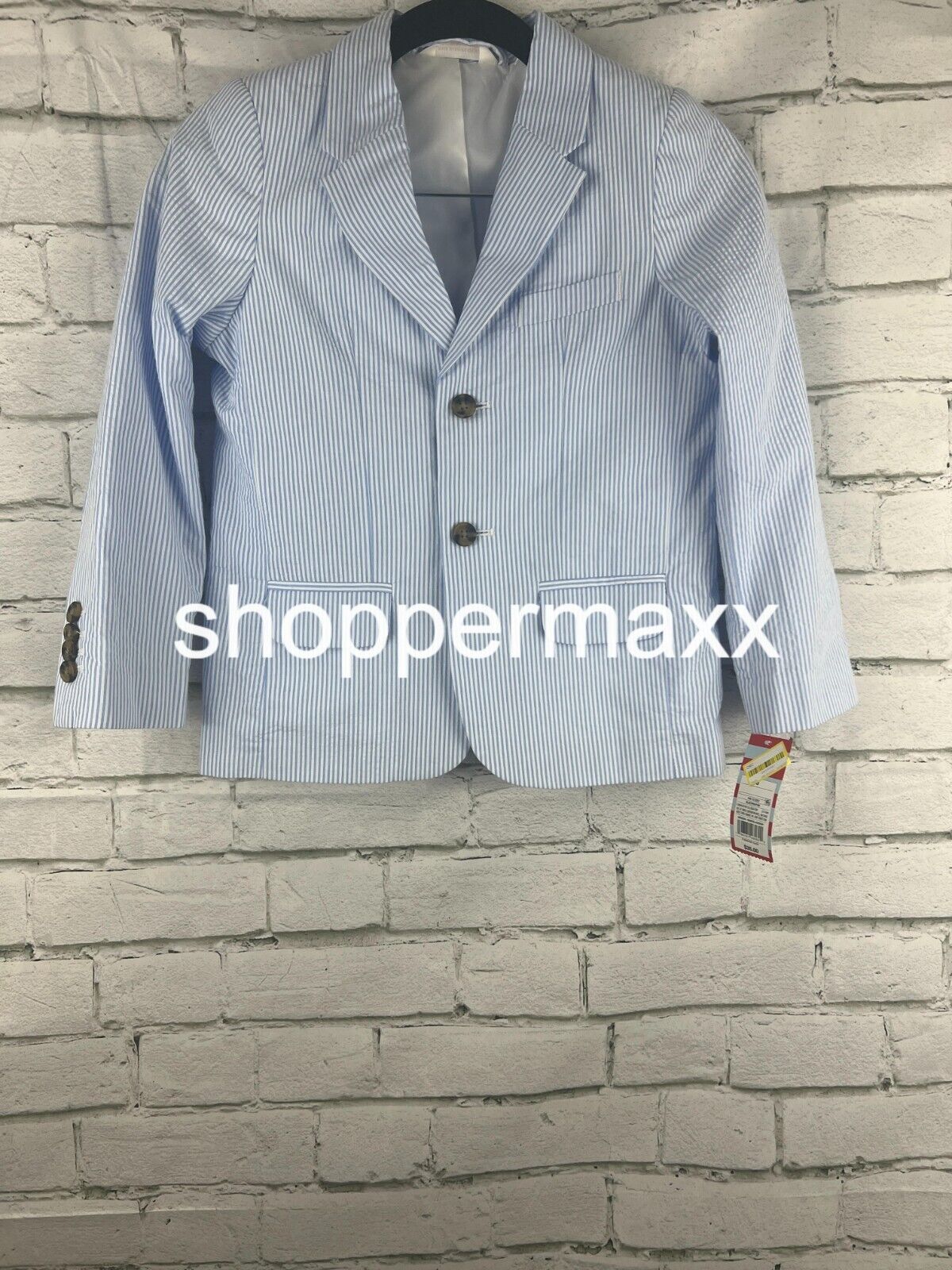 Boys' Seersucker Striped Suit Jacket - Cat & Jack, Blue, Size 6