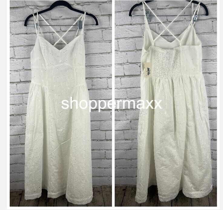 Women's Eyelet Midi Sundress - A New Day, White, Size Medium