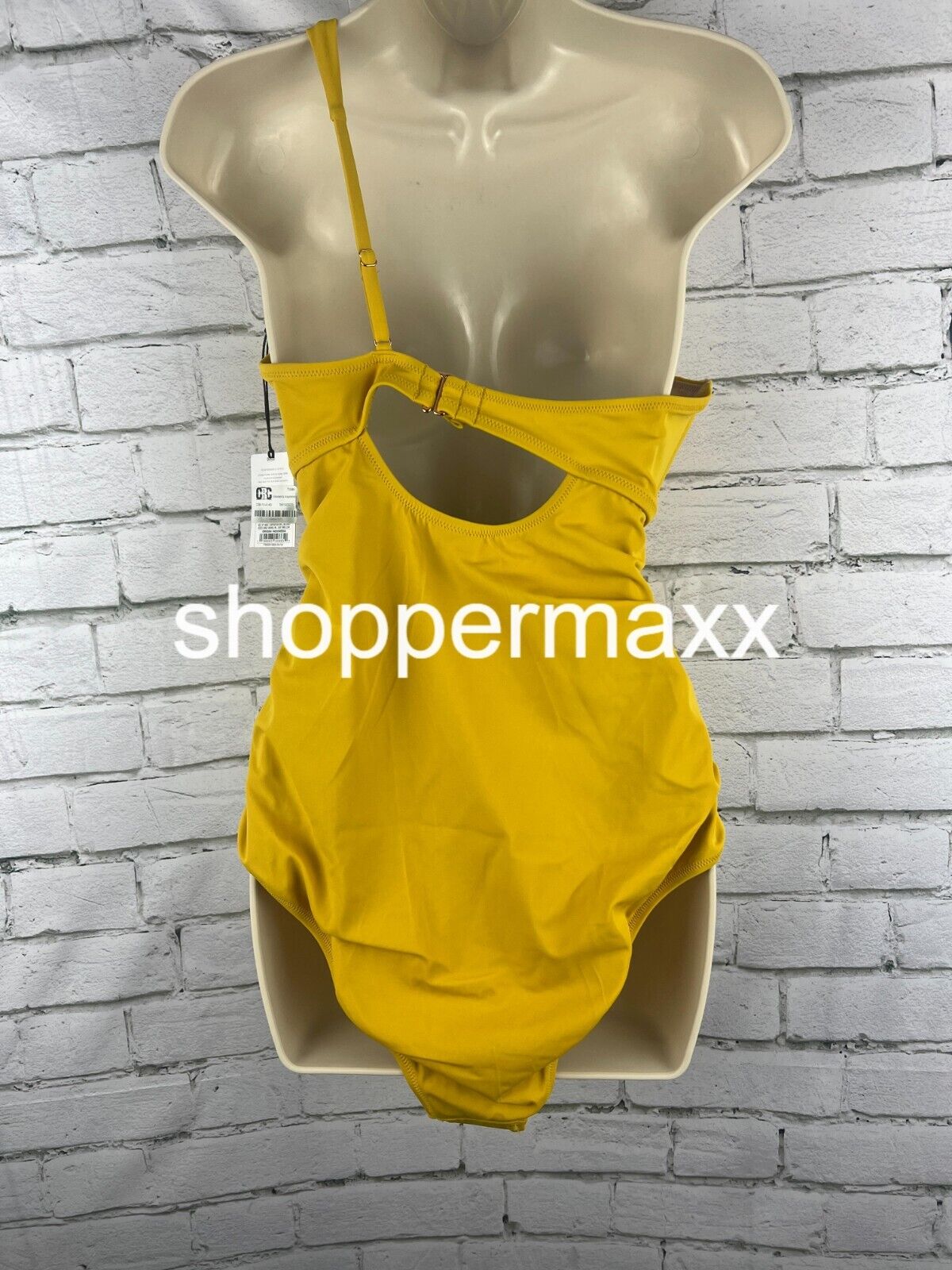 Women's Asymmetric Twist One Piece Swimsuit - Shade & Shore, Gold, Large