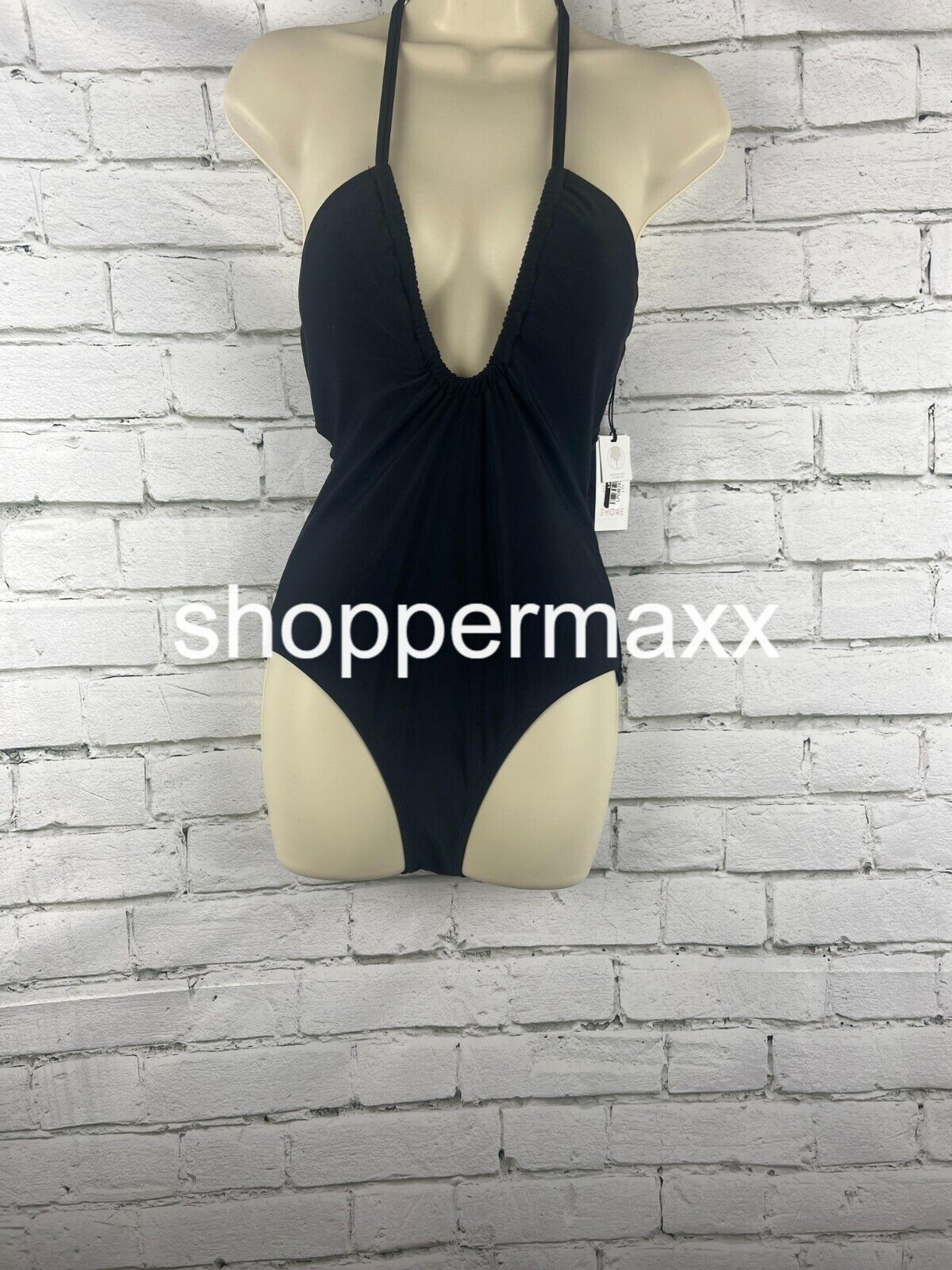 Women's Halter Keyhole Bandeau One Piece Swimsuit - Shade & Shore Black XS