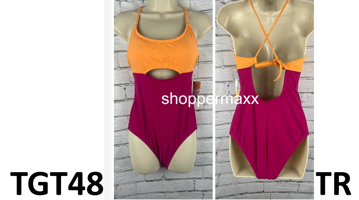 Women' Cut Out Colorblock Medium Coverage One Piece Swimsuit- Kona Sol, M (8-10)