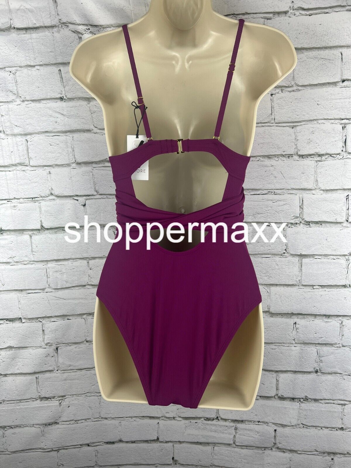 Women's Ribbed Plunge One Piece Swimsuit - Shade & Shore, Purple, XS (0-2)