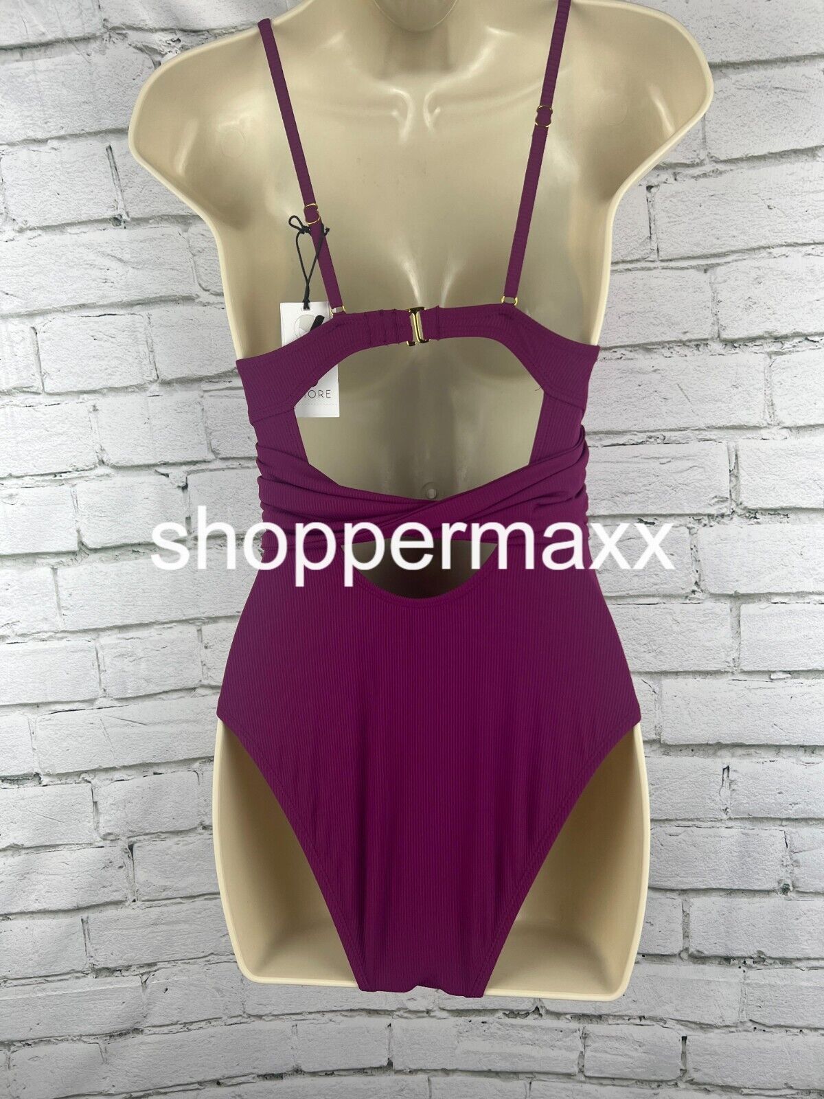 Women's Ribbed Plunge One Piece Swimsuit - Shade & Shore, Purple, XS (0-2)