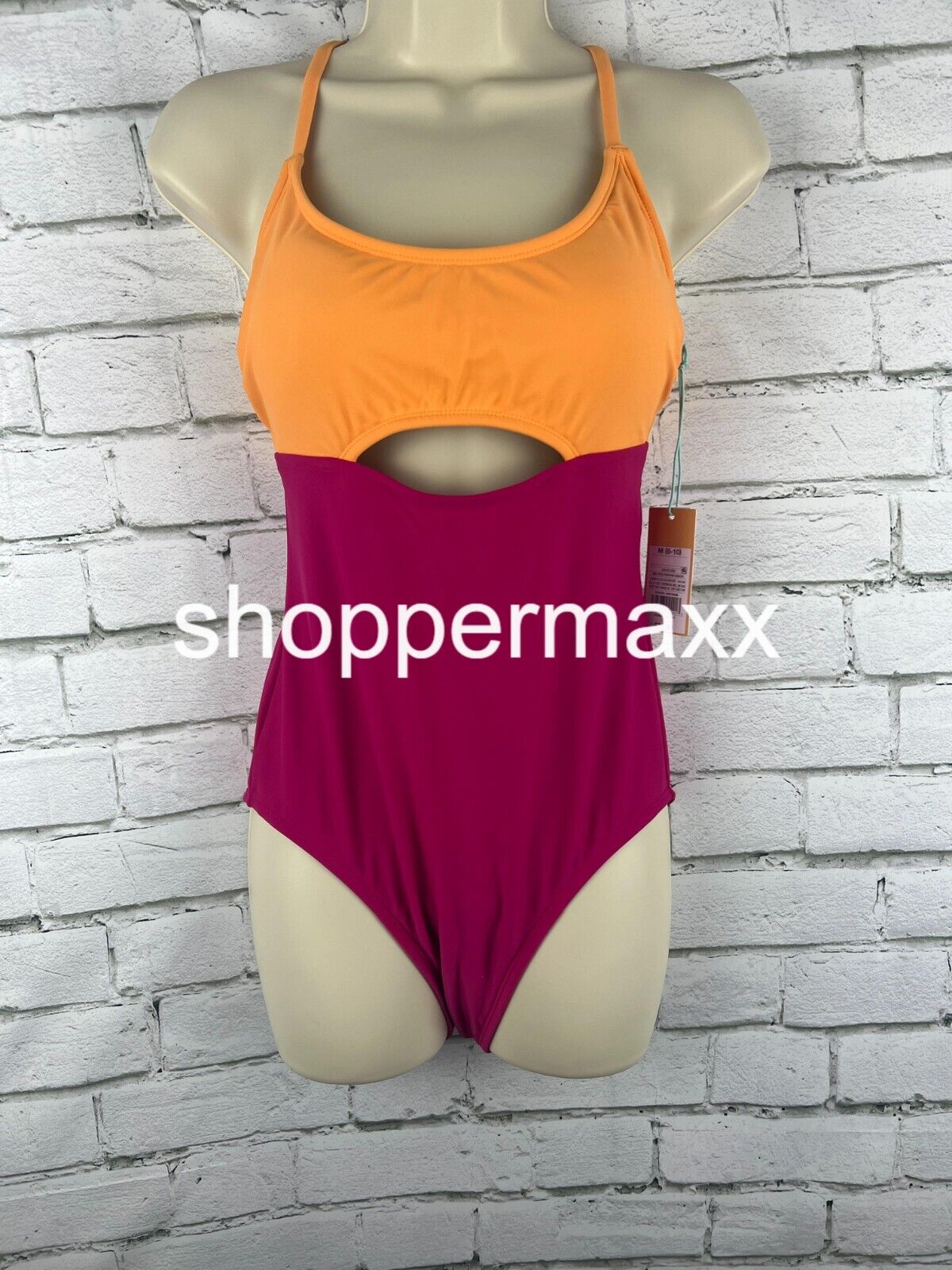 Women' Cut Out Colorblock Medium Coverage One Piece Swimsuit- Kona Sol, M (8-10)