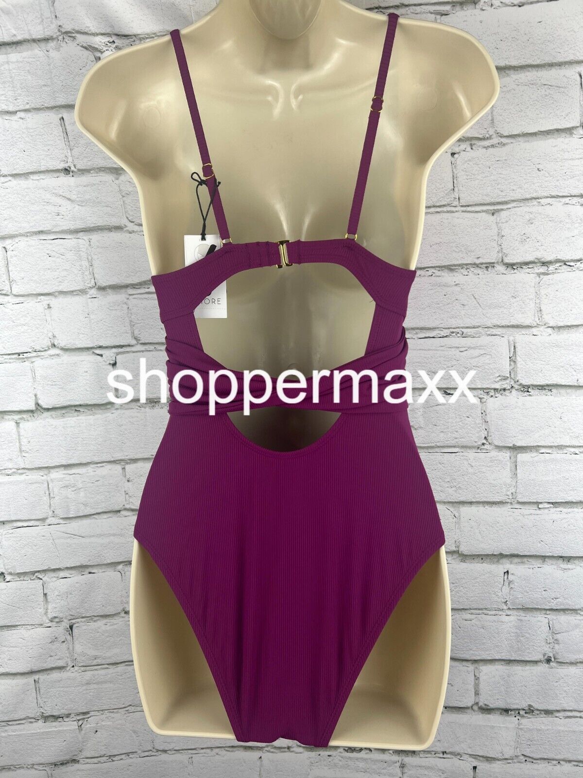 Women's Ribbed Plunge One Piece Swimsuit - Shade & Shore, Purple, XS (0-2)