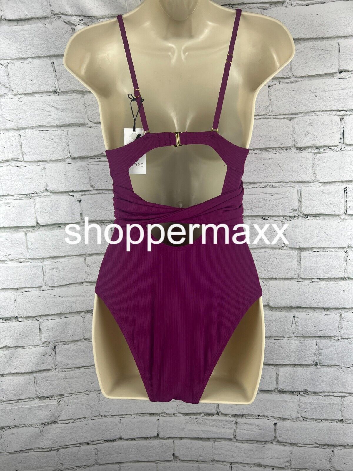 Women's Ribbed Plunge One Piece Swimsuit - Shade & Shore, Purple, XS (0-2)