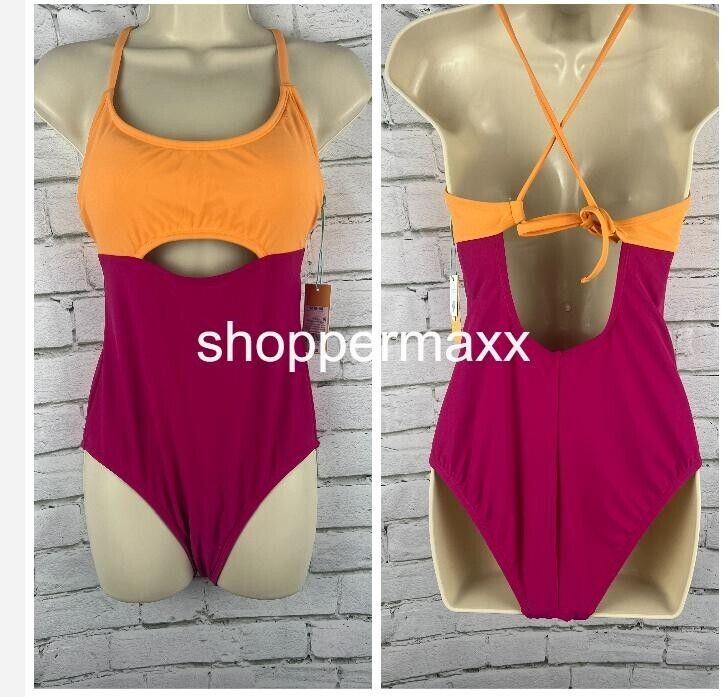 Women' Cut Out Colorblock Medium Coverage One Piece Swimsuit- Kona Sol, M (8-10)