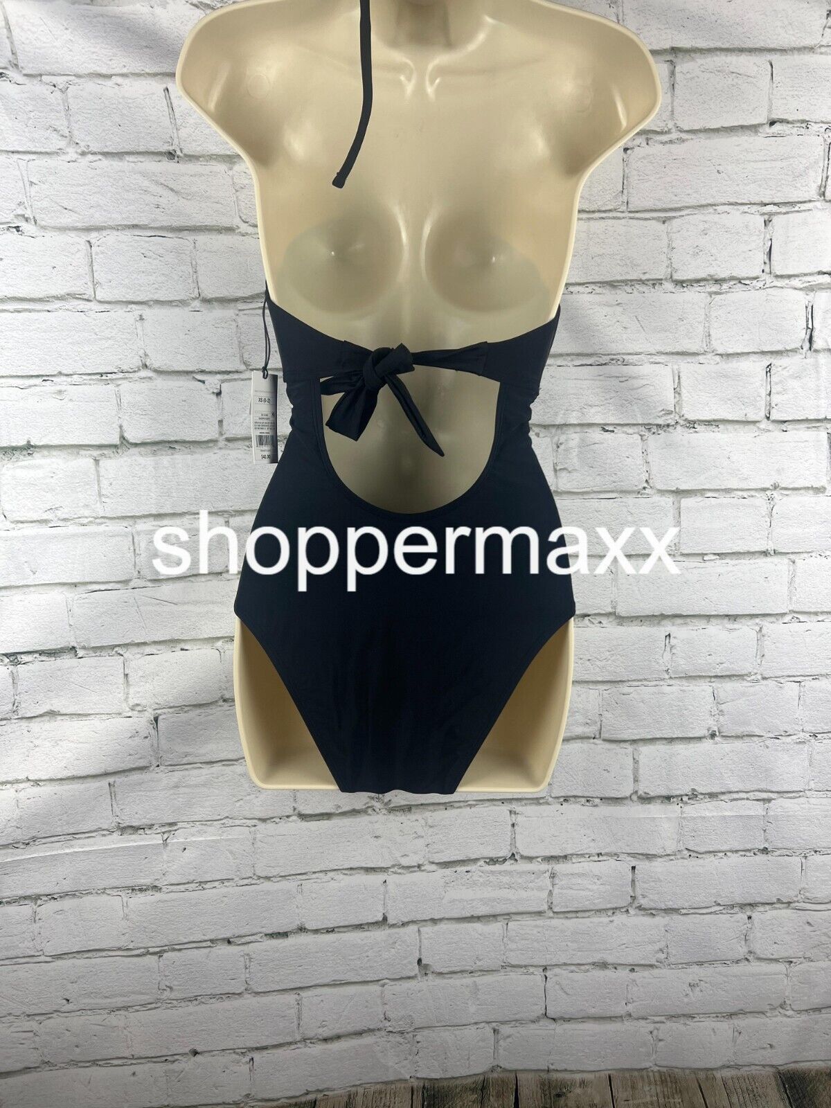 Women's Halter Keyhole Bandeau One Piece Swimsuit - Shade & Shore Black XS