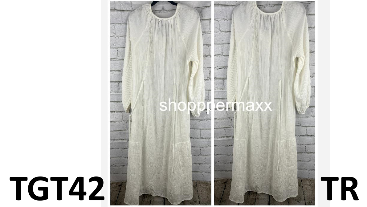 Women's Balloon Long Sleeve Midi A-Line Dress - Universal Thread, White, X-Small