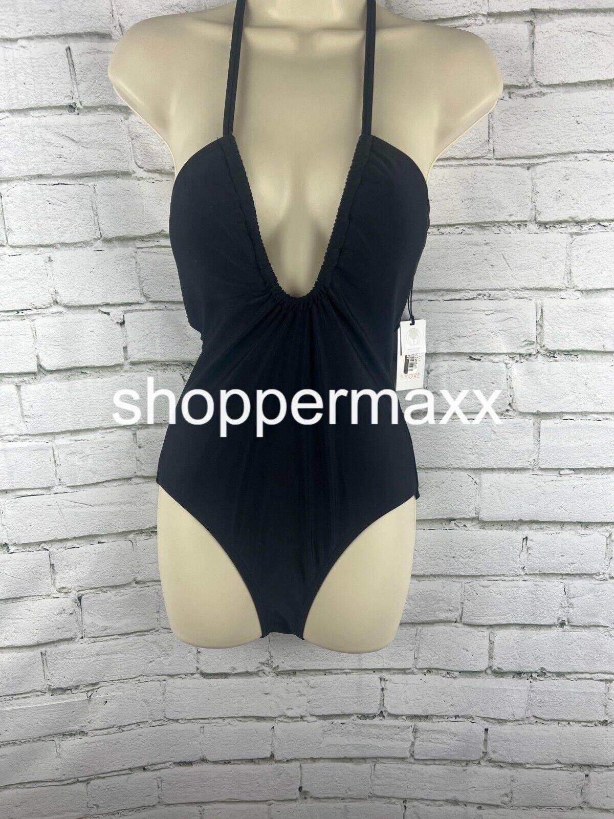 Women's Halter Keyhole Bandeau One Piece Swimsuit - Shade & Shore Black XS