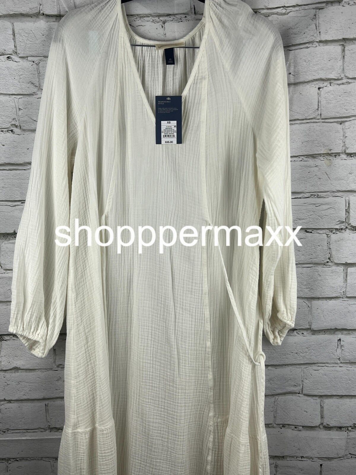 Women's Balloon Long Sleeve Midi A-Line Dress - Universal Thread, White, X-Small