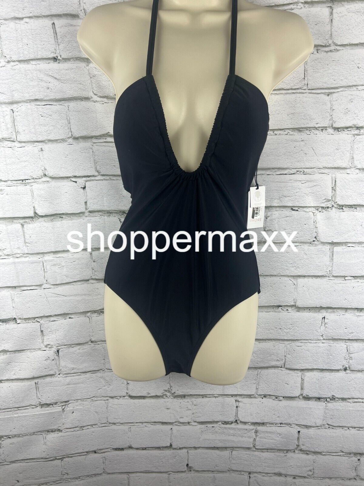 Women's Halter Keyhole Bandeau One Piece Swimsuit - Shade & Shore Black XS