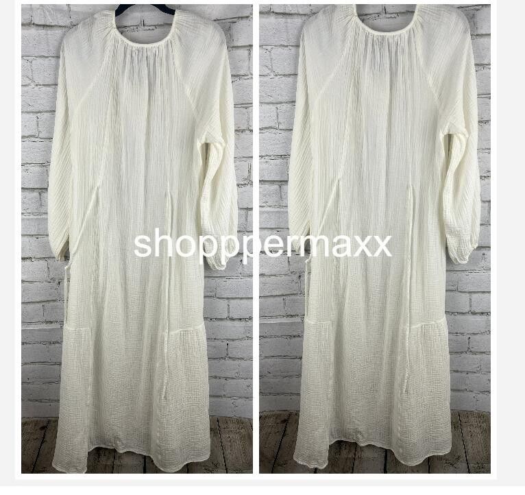 Women's Balloon Long Sleeve Midi A-Line Dress - Universal Thread, White, X-Small