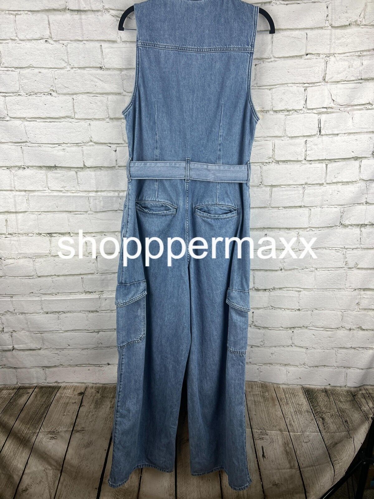 Women's Denim Cargo Jumpsuit - Universal Thread, Medium Wash, Size 12