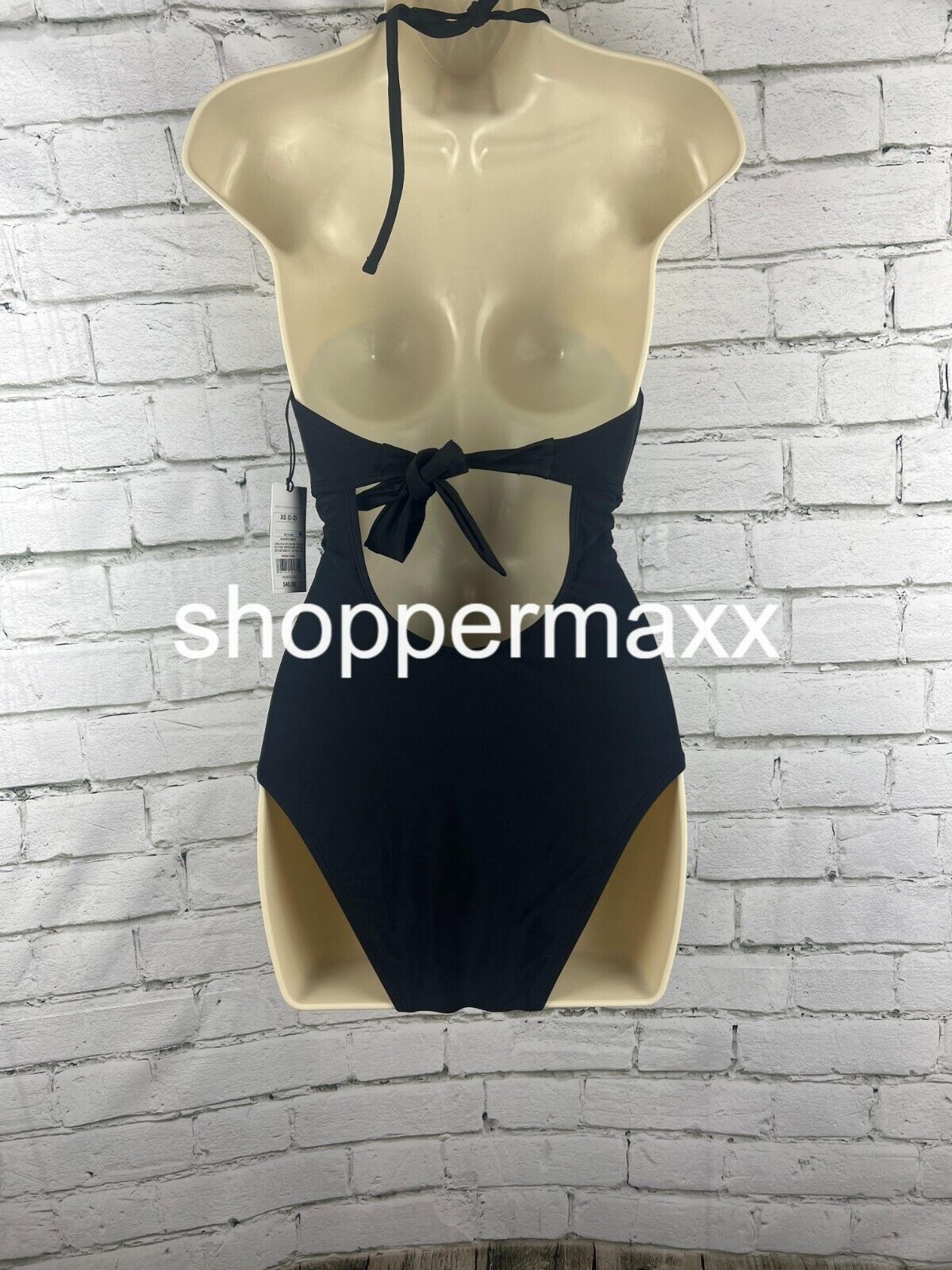 Women's Halter Keyhole Bandeau One Piece Swimsuit - Shade & Shore Black XS