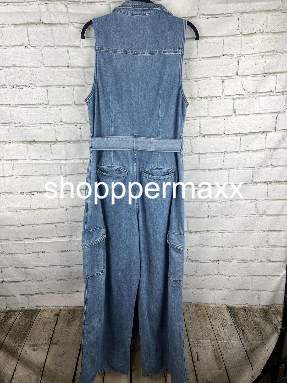 Women's Denim Cargo Jumpsuit - Universal Thread, Medium Wash, Size 12