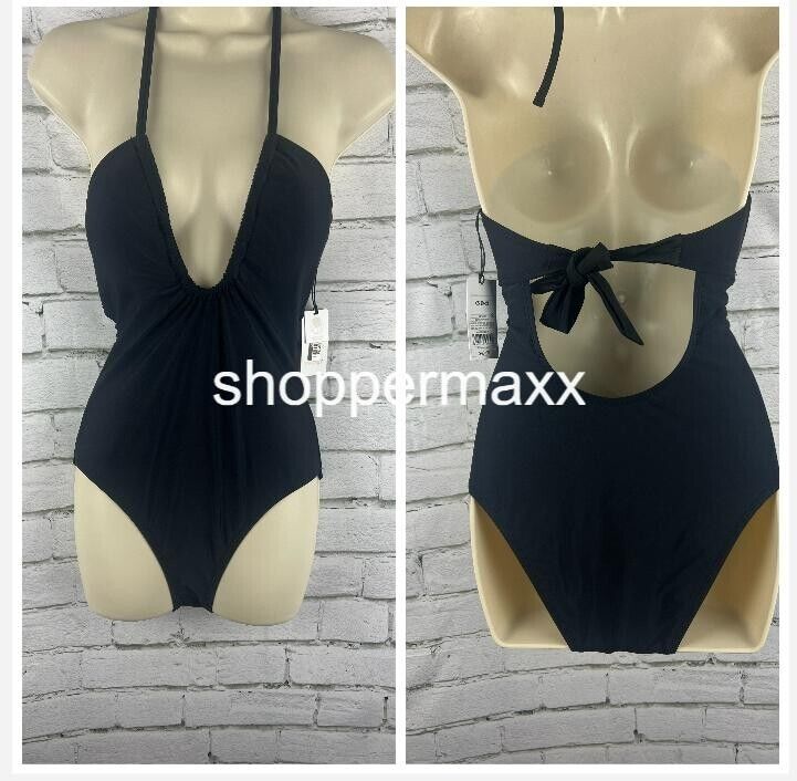 Women's Halter Keyhole Bandeau One Piece Swimsuit - Shade & Shore Black XS