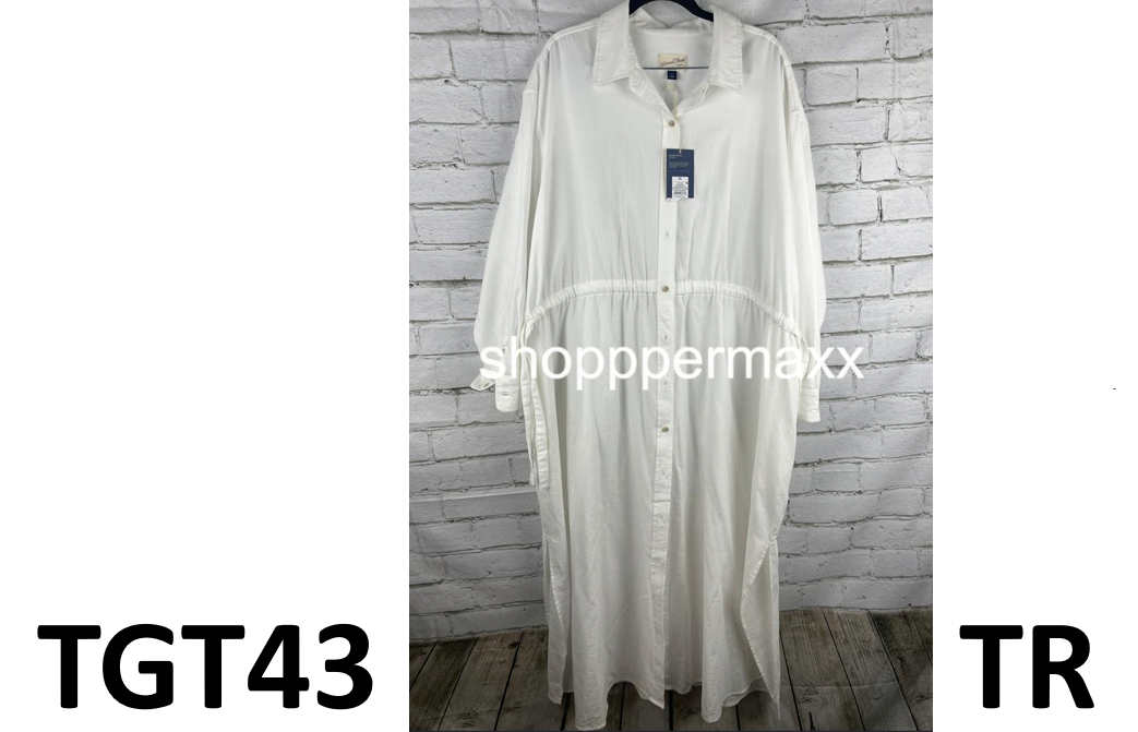 Women's Long Sleeve Cinch Waist Maxi Shirtdress - Universal Thread, White, XL