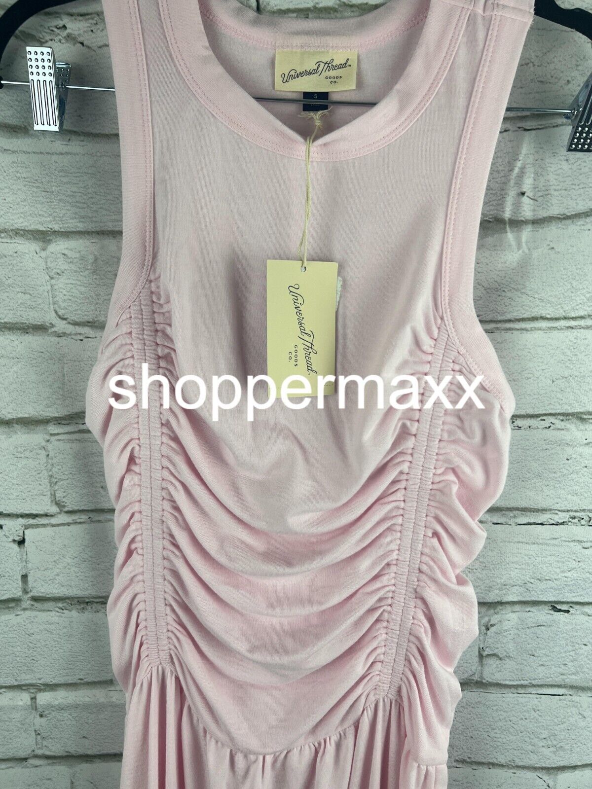 Women's Knit Midi Ruched Dress - Universal Thread, Pink, Size Small