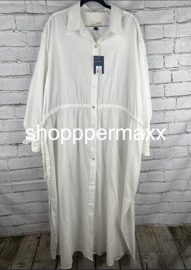 Women's Long Sleeve Cinch Waist Maxi Shirtdress - Universal Thread, White, XL