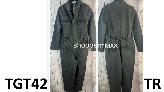Women's Long Sleeve Denim Jumpsuit - Universal Thread, Washed Black, Size 4