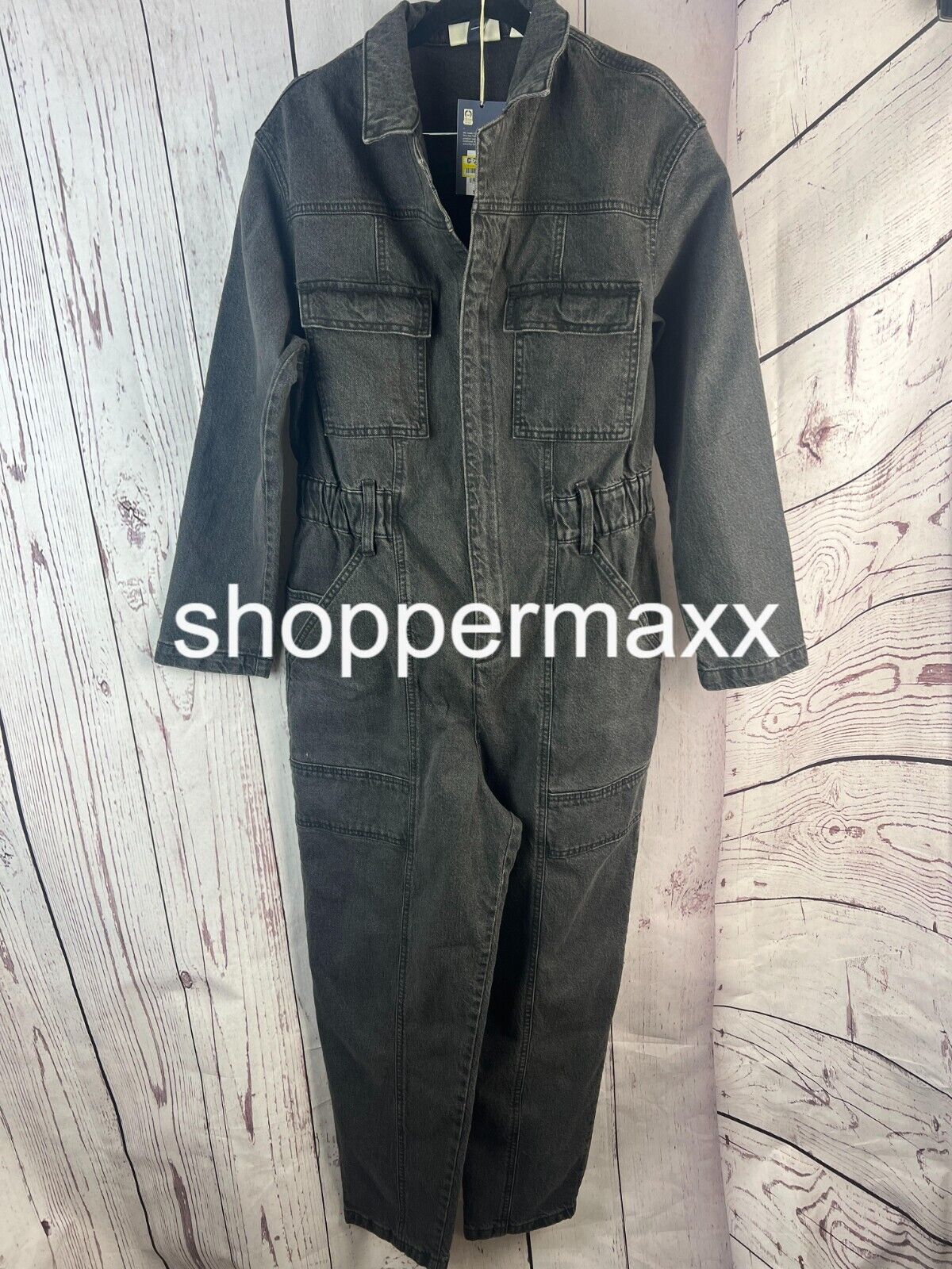 Women's Long Sleeve Denim Jumpsuit - Universal Thread, Washed Black, Size 4