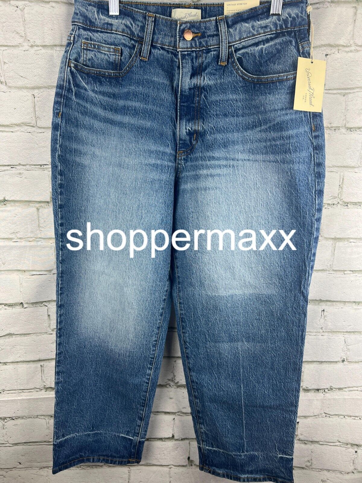 WOMEN SUPER-HIGH RISE VINTAGE STRAIGHT JEANS-UNIVERSAL THREAD MEDIUM WASH 10/30S