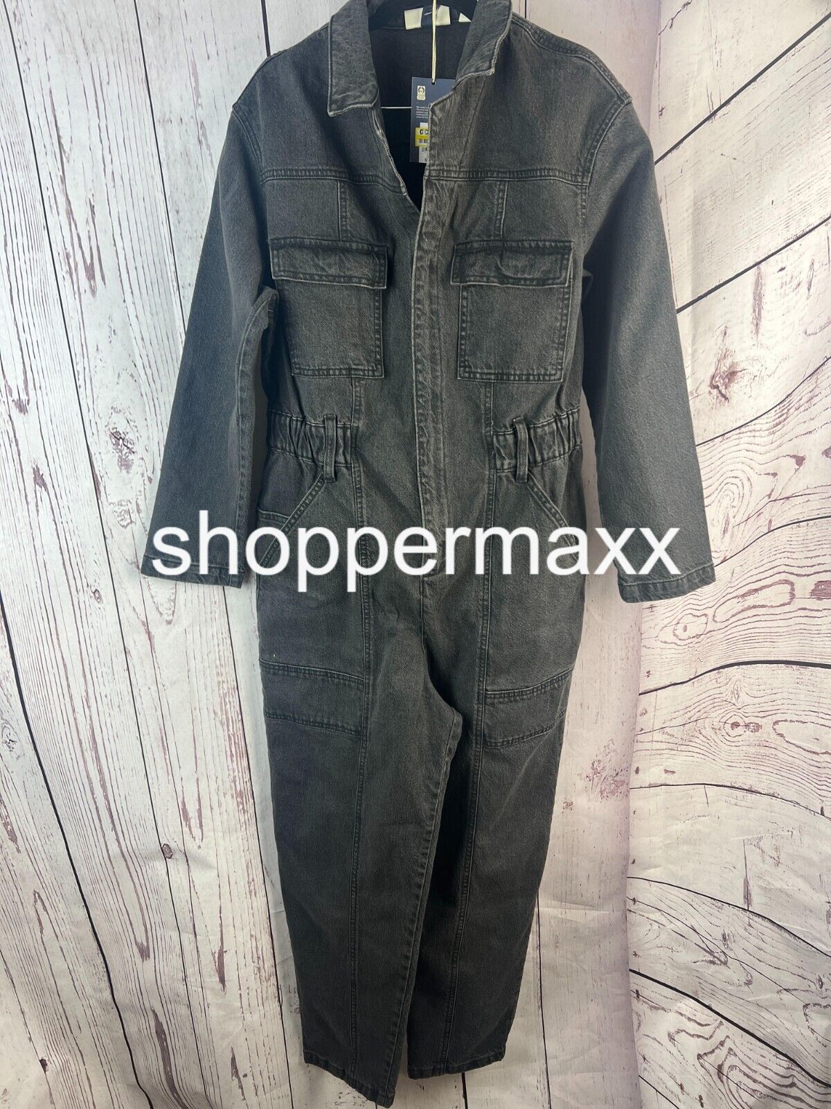 Women's Long Sleeve Denim Jumpsuit - Universal Thread, Washed Black, Size 4