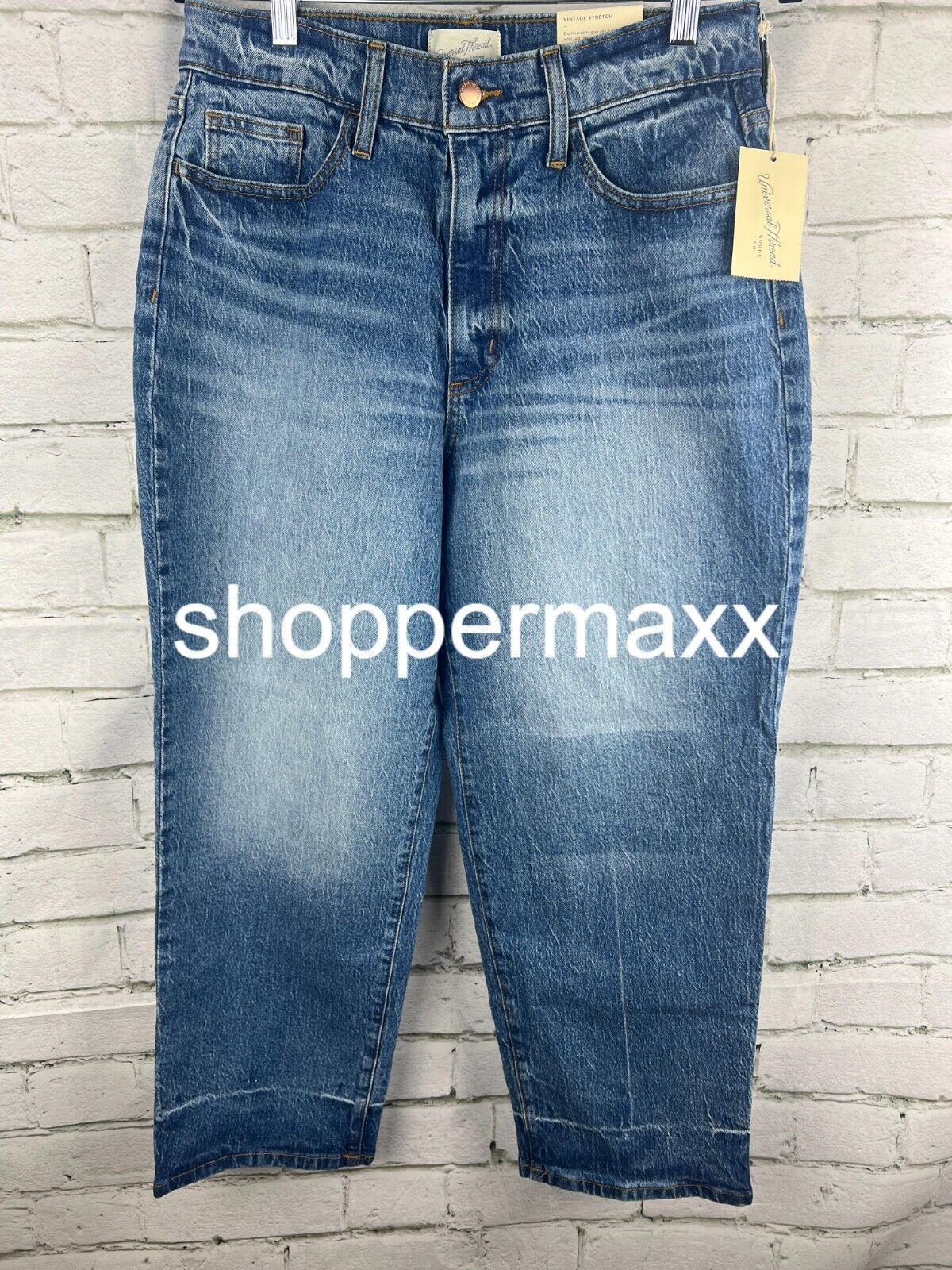 WOMEN SUPER-HIGH RISE VINTAGE STRAIGHT JEANS-UNIVERSAL THREAD MEDIUM WASH 10/30S